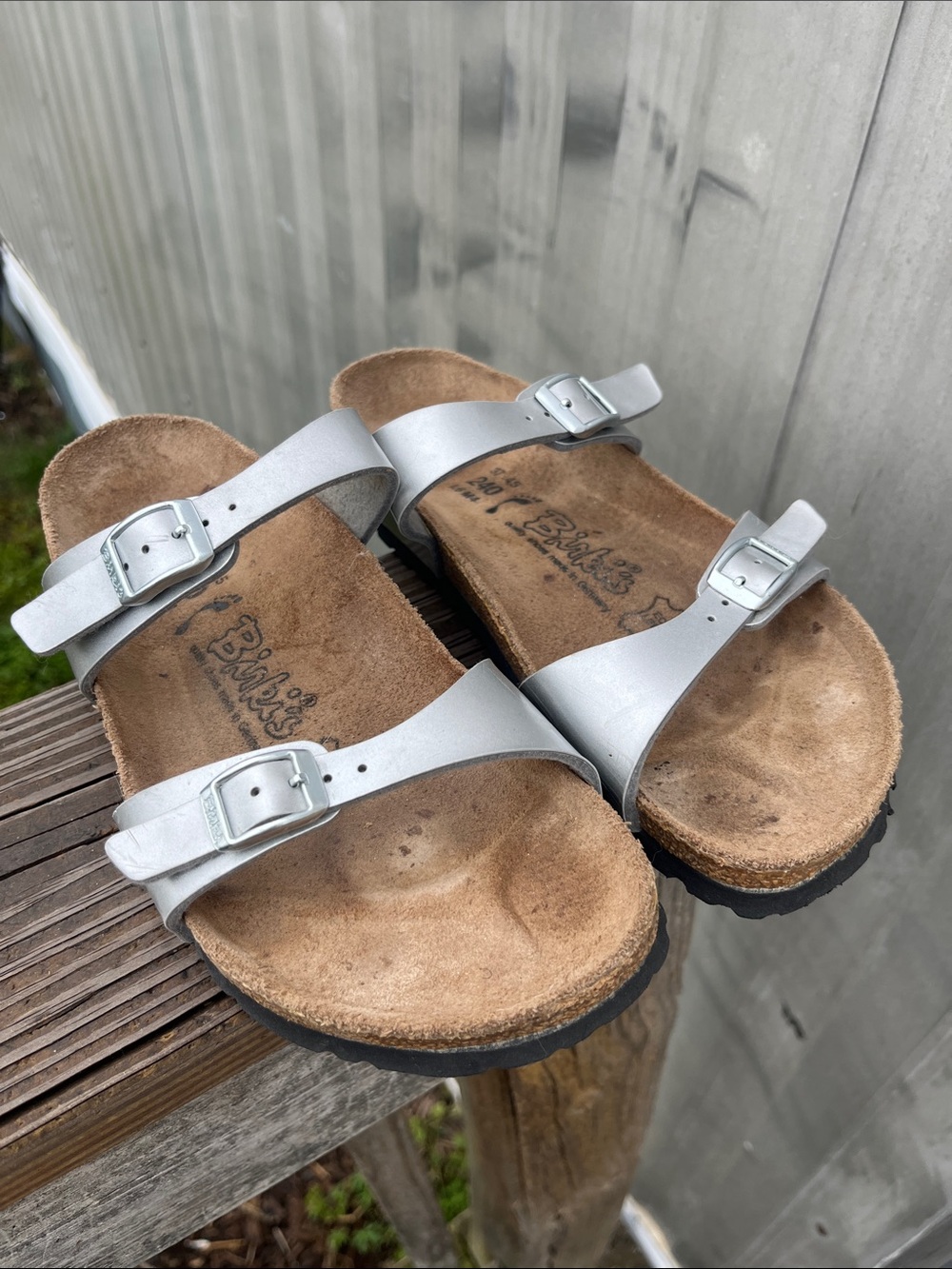 Silver Double-Buckle Birk’s Sandals